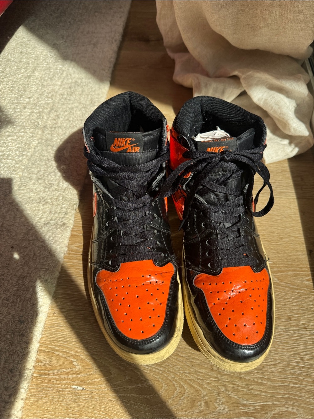 Nike Air Jordan 1 High Top Sneakers - Black & Orange (Retro Style)